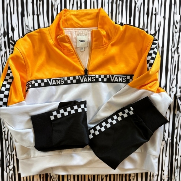 Vans Tops - Vans Yellow and Black Checkered Pullover